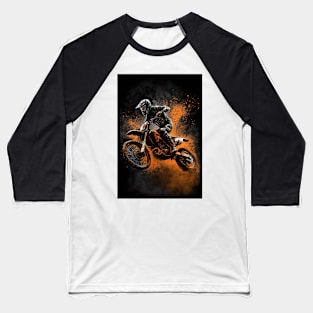 Dirt Bike With Paint Orange Splash Design Baseball T-Shirt